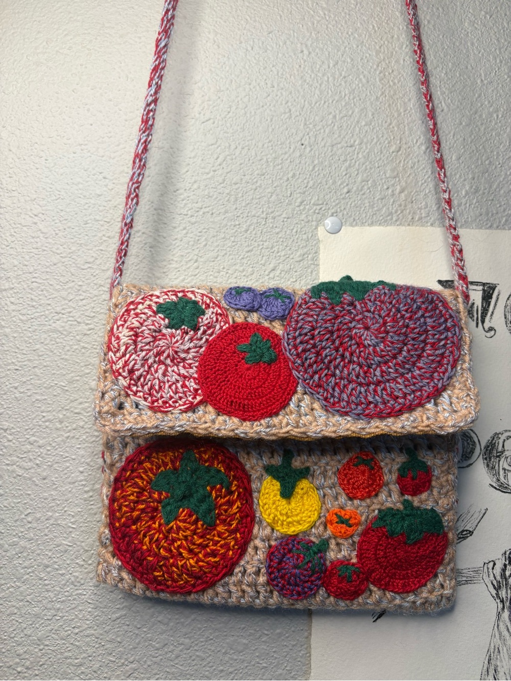 handmade tomato crossbody bag